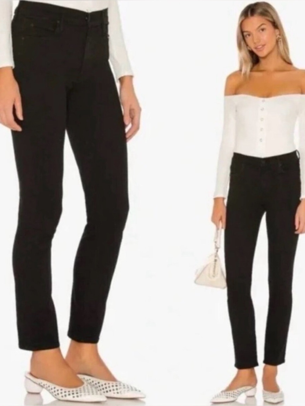 Mother Jeans The Mid Rise Dazzler Ankle Not Guilty Cotton Denim Black Size 29